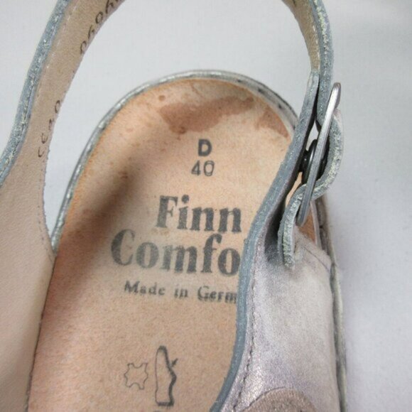 Finn Comfort womens silver Gomera metallic strappy slingback sandals 9.5 40 D - Picture 5 of 6